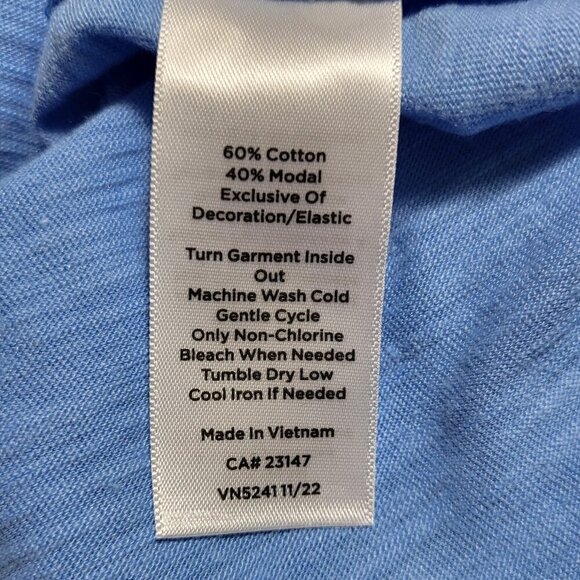 Talbots Splash Blue Crew Neck Smocked Tee Size 2XP - Picture 6 of 7